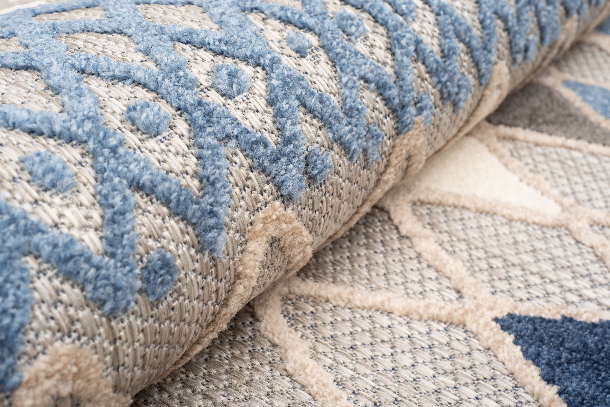 Dywan Zewnętrzny Patio Szary Niebieski Etniczny