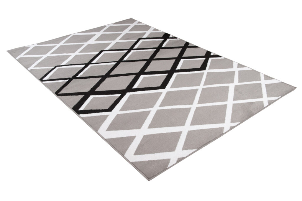 Dywan Luxury Szary Czarny Geometryczny Krata