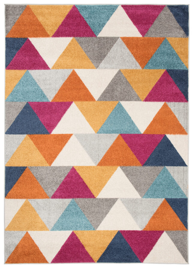 Dywan Lazur Pomarańczowy Wielokolorowy Geometryczny Trójkąty