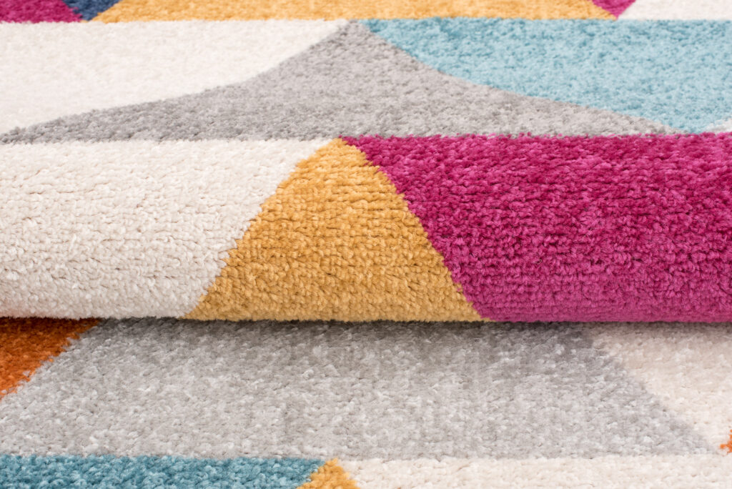 Dywan Lazur Pomarańczowy Wielokolorowy Geometryczny Trójkąty