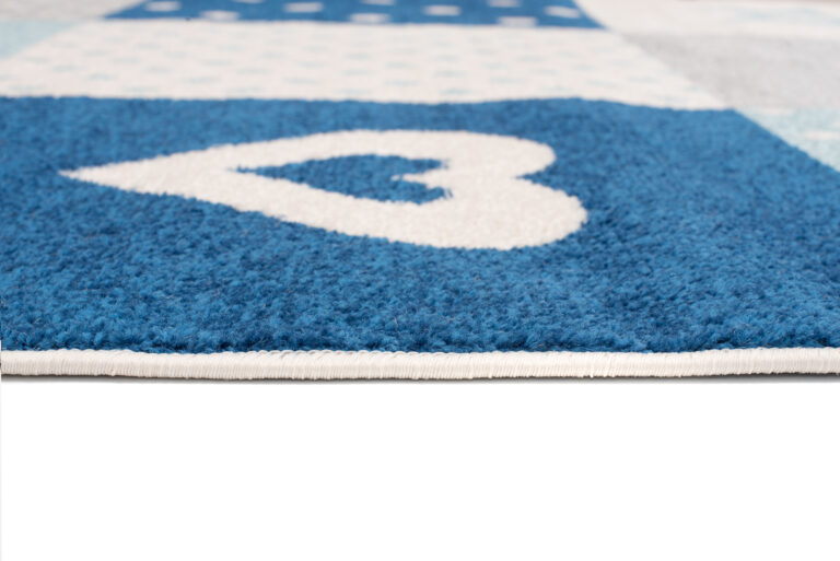 Dywan Lazur Szary Niebieski Kwadraty Dziecięcy