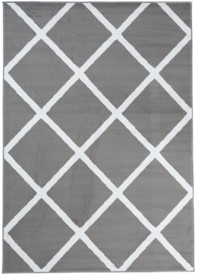 Dywan Luxury Jasny Szary Biały Geometryczny Krata