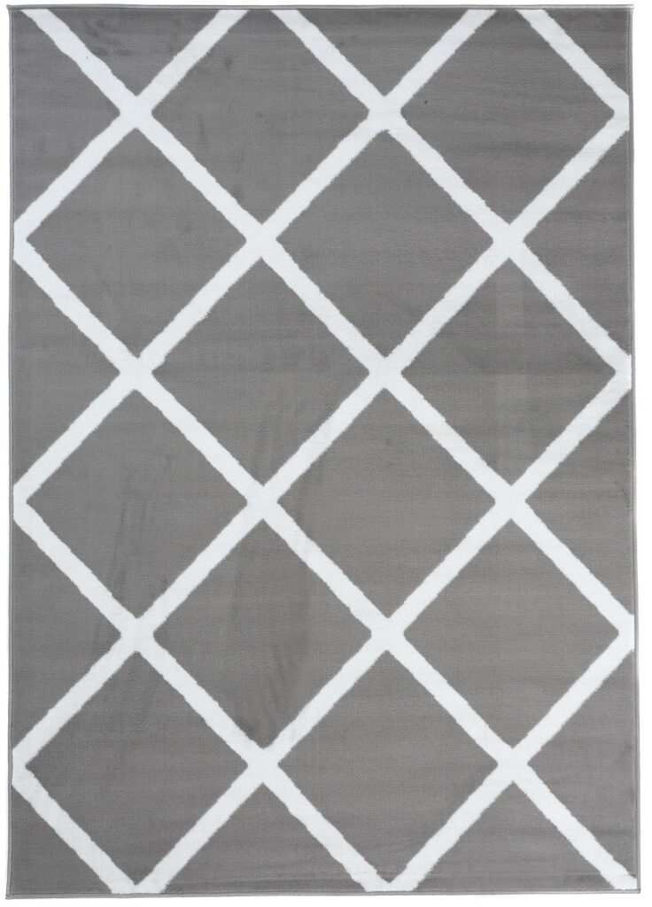 Dywan Luxury Jasny Szary Biały Geometryczny Krata
