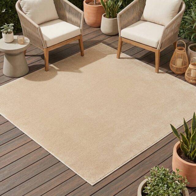 Dywan Mono Kwadrat Indoor Outdoor Beżowy