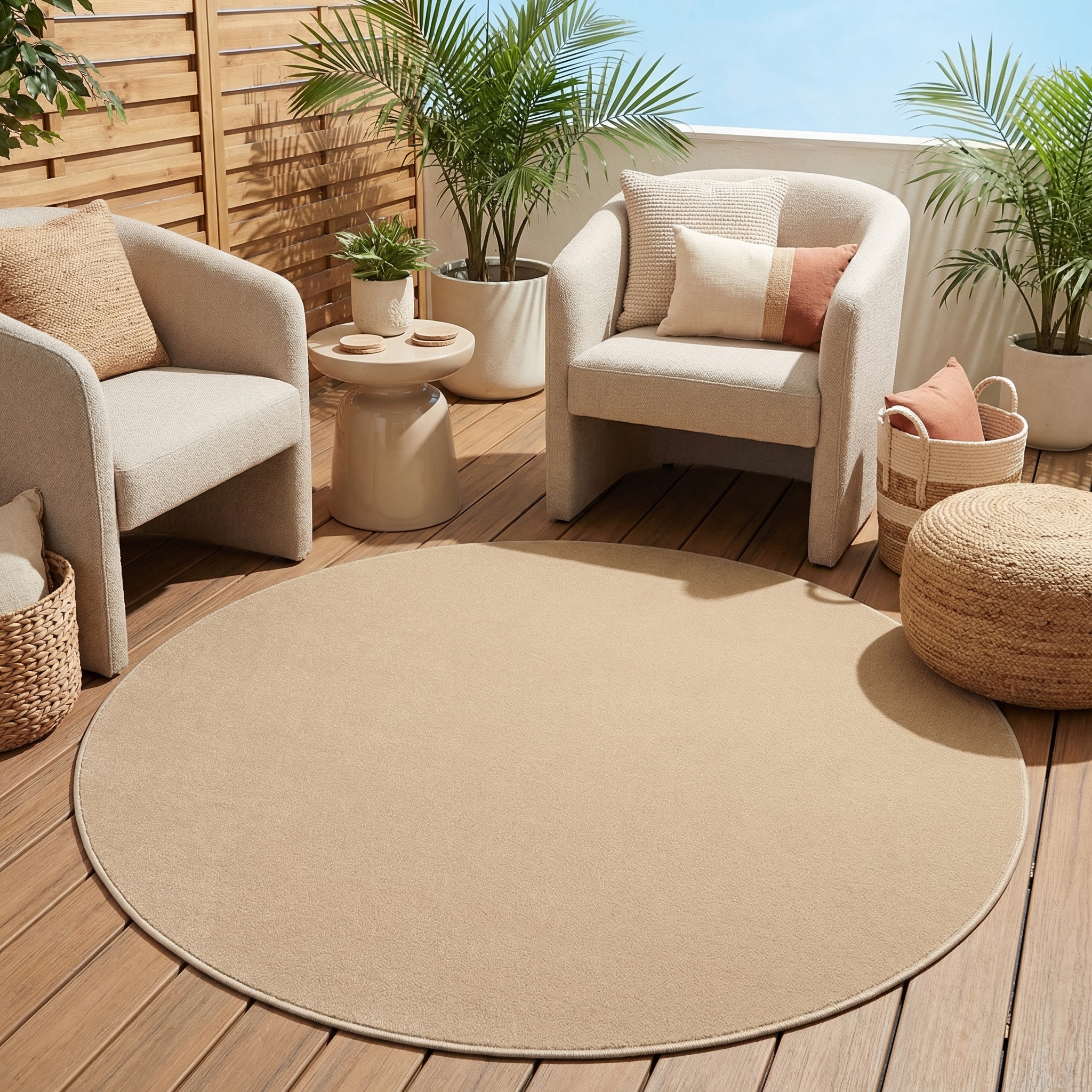 Dywan Mono Koło Indoor Outdoor Beżowy