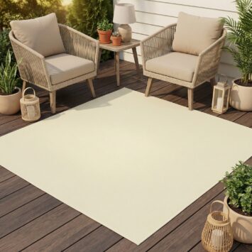 Dywan Mono Kwadrat Indoor Outdoor Kremowy