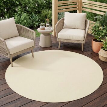 Dywan Mono Koło Indoor Outdoor Kremowy