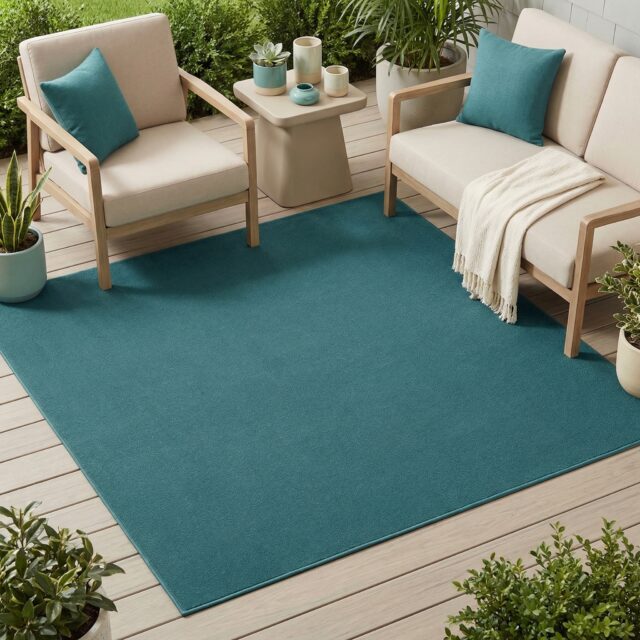 Dywan Mono Kwadrat Indoor Outdoor Niebieski