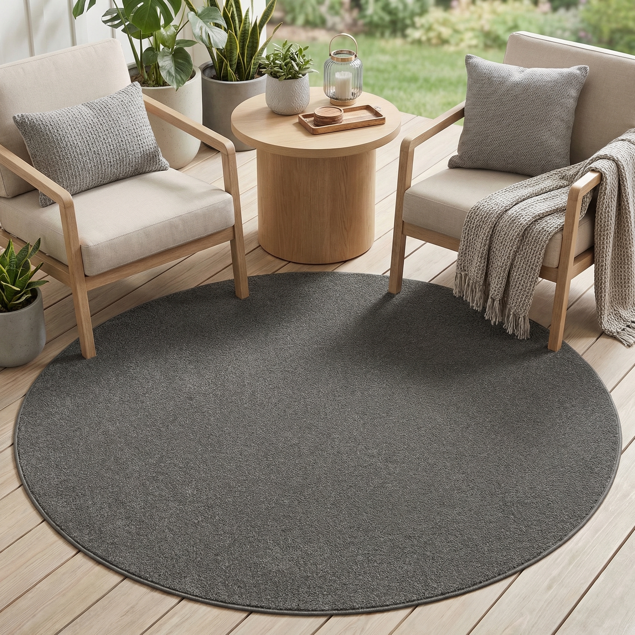 Dywan Mono Koło Indoor Outdoor Ciemny Szary