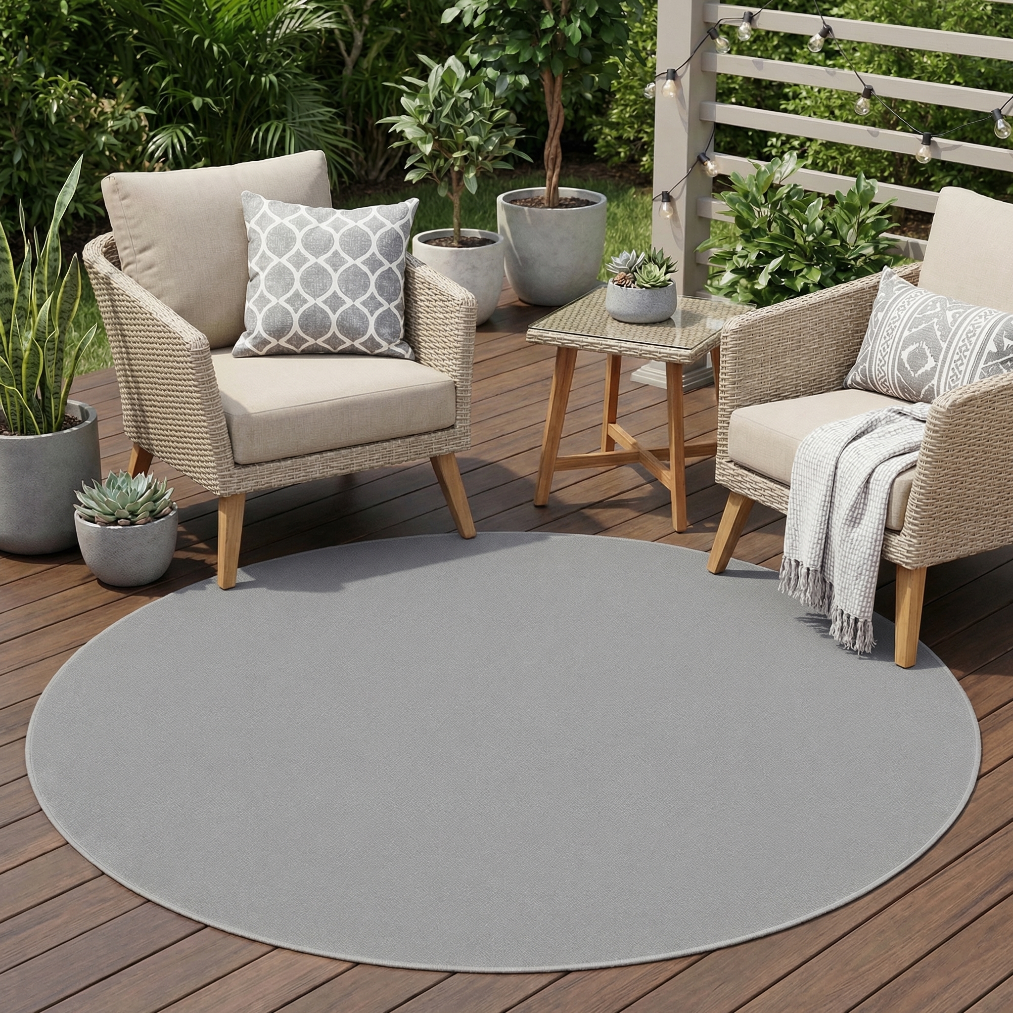 Dywan Mono Koło Indoor Outdoor Jasny Szary