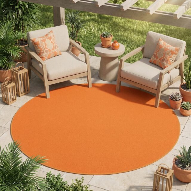 Dywan Mono Koło Indoor Outdoor Pomarańczowy