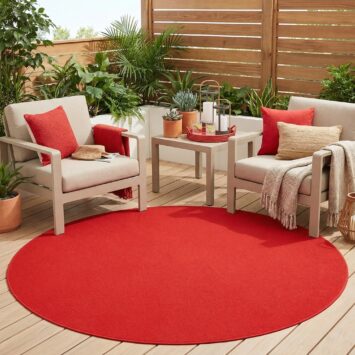 Dywan Mono Koło Indoor Outdoor Czerwony