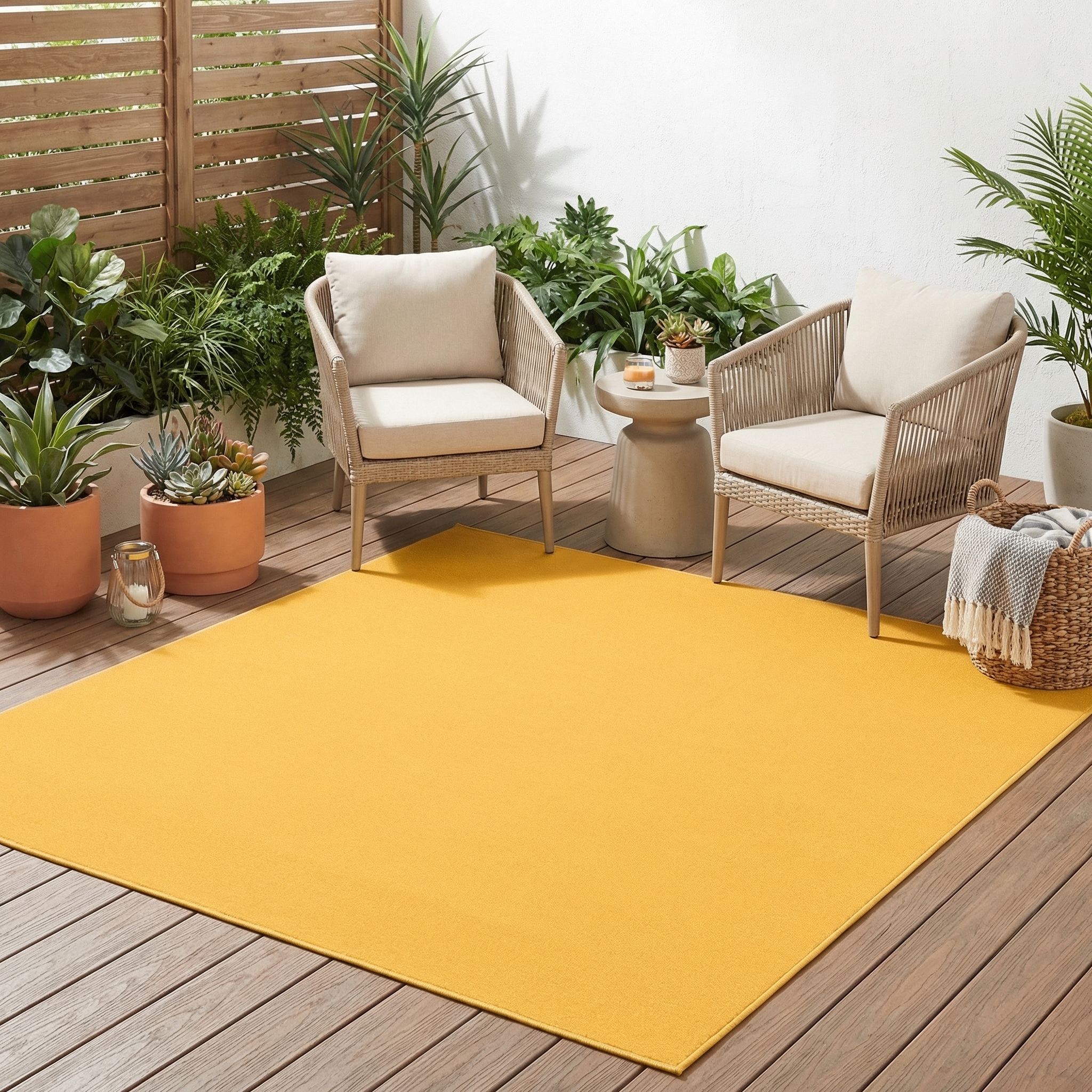 Dywan Mono Kwadrat Indoor Outdoor Żółty