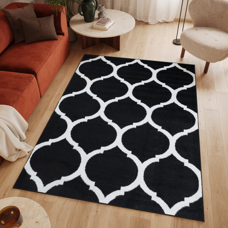 Dywan Luxury Czarny Biały Marokański Trellis