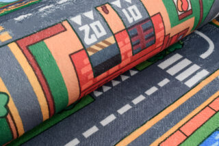 Dywan Dziecięcy Flannel Zielony Szary Ulice