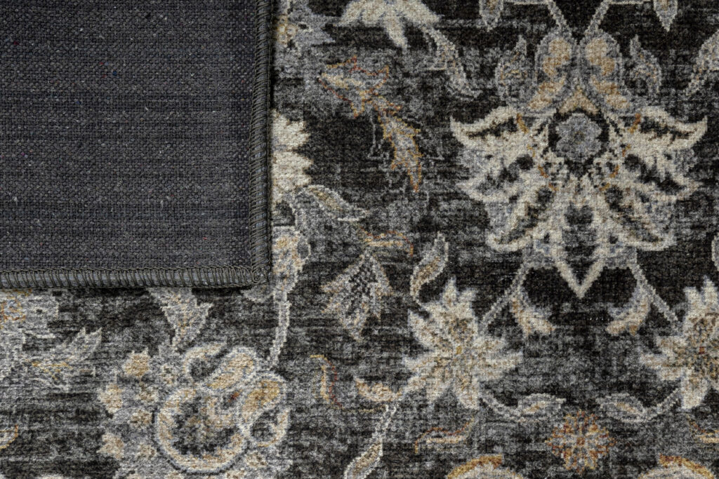 Dywan Ritz Czarny Szary Kwiatowe Ornamenty