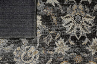 Dywan Ritz Czarny Szary Kwiatowe Ornamenty