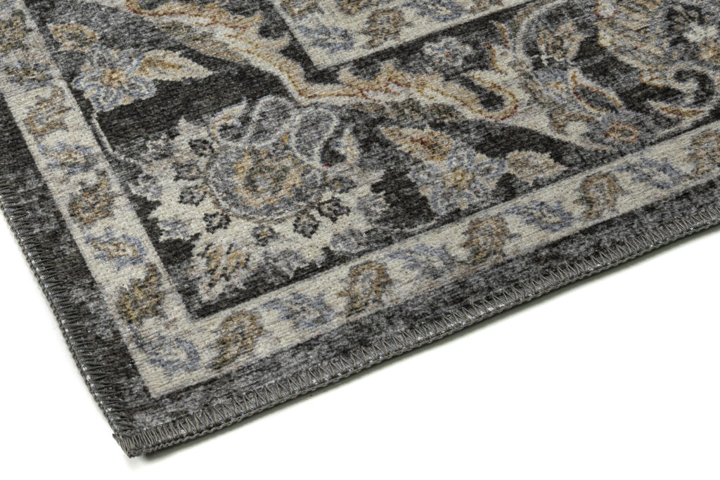 Dywan Ritz Czarny Szary Kwiatowe Ornamenty
