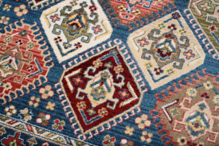 Dywan Rivoli Niebieski Geometryczny Ornamenty z Frędzlami