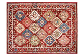 Dywan Rivoli Czerwony Geometryczny Ornamenty z Frędzlami