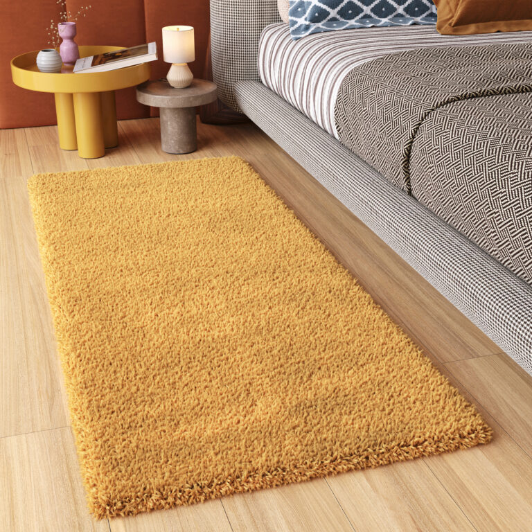 Chodnik Essence Shaggy Jednokolorowy Musztardowy