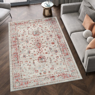 Dywan Retro Rudy Szary Ornamenty Vintage