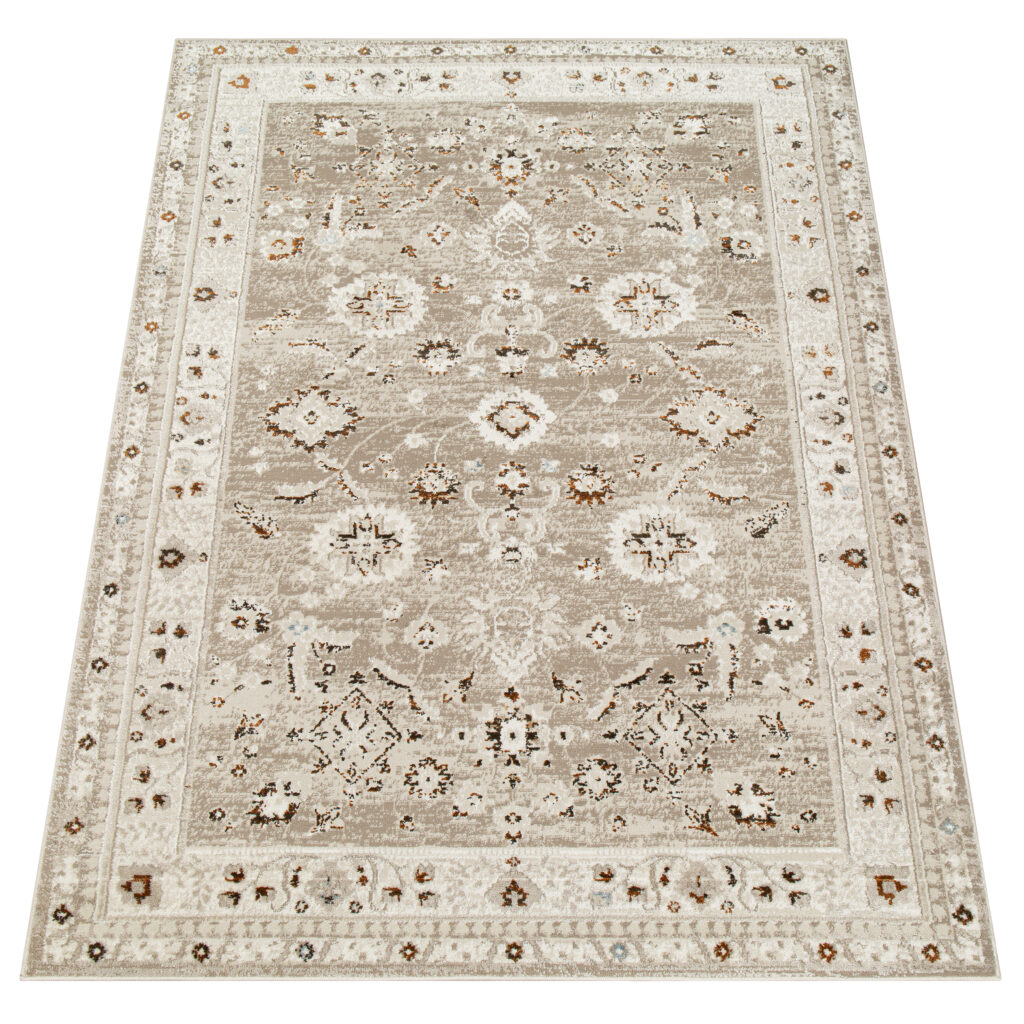 Dywan Retro Szary Rudy Ornamenty Vintage