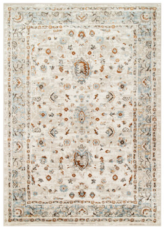 Dywan Retro Niebieski Szary Ornamenty Vintage
