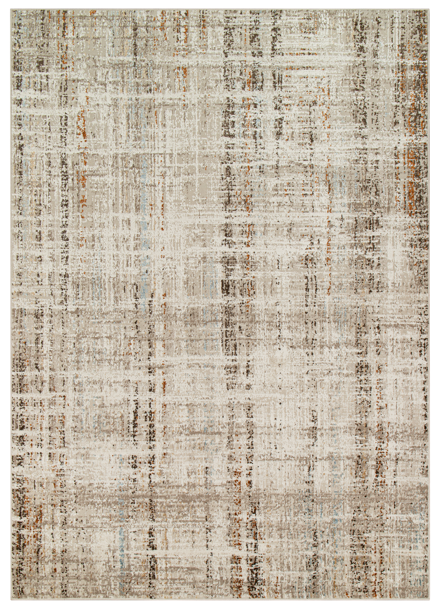 Dywan Retro Szary Rudy Niebieski Linie Nowoczesny