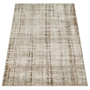 Dywan Retro Szary Rudy Niebieski Linie Nowoczesny