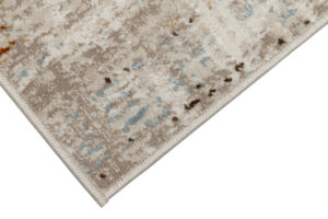 Dywan Retro Szary Rudy Niebieski Linie Nowoczesny