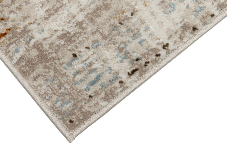 Dywan Retro Szary Rudy Niebieski Linie Nowoczesny