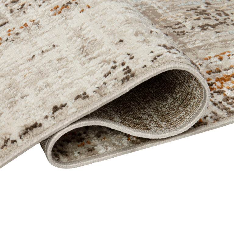 Dywan Retro Szary Rudy Niebieski Linie Nowoczesny