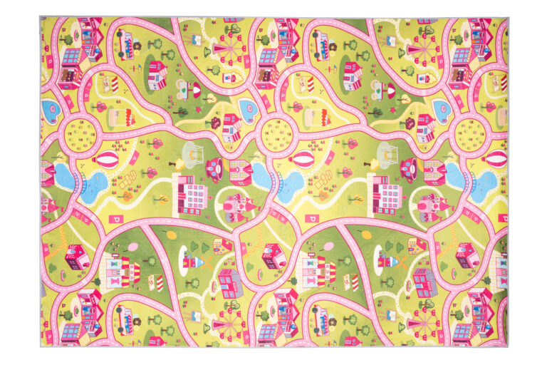 Dywan Dziecięcy Flannel Różowy Miasto Ulice