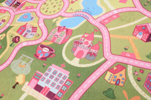 Dywan Dziecięcy Flannel Różowy Miasto Ulice