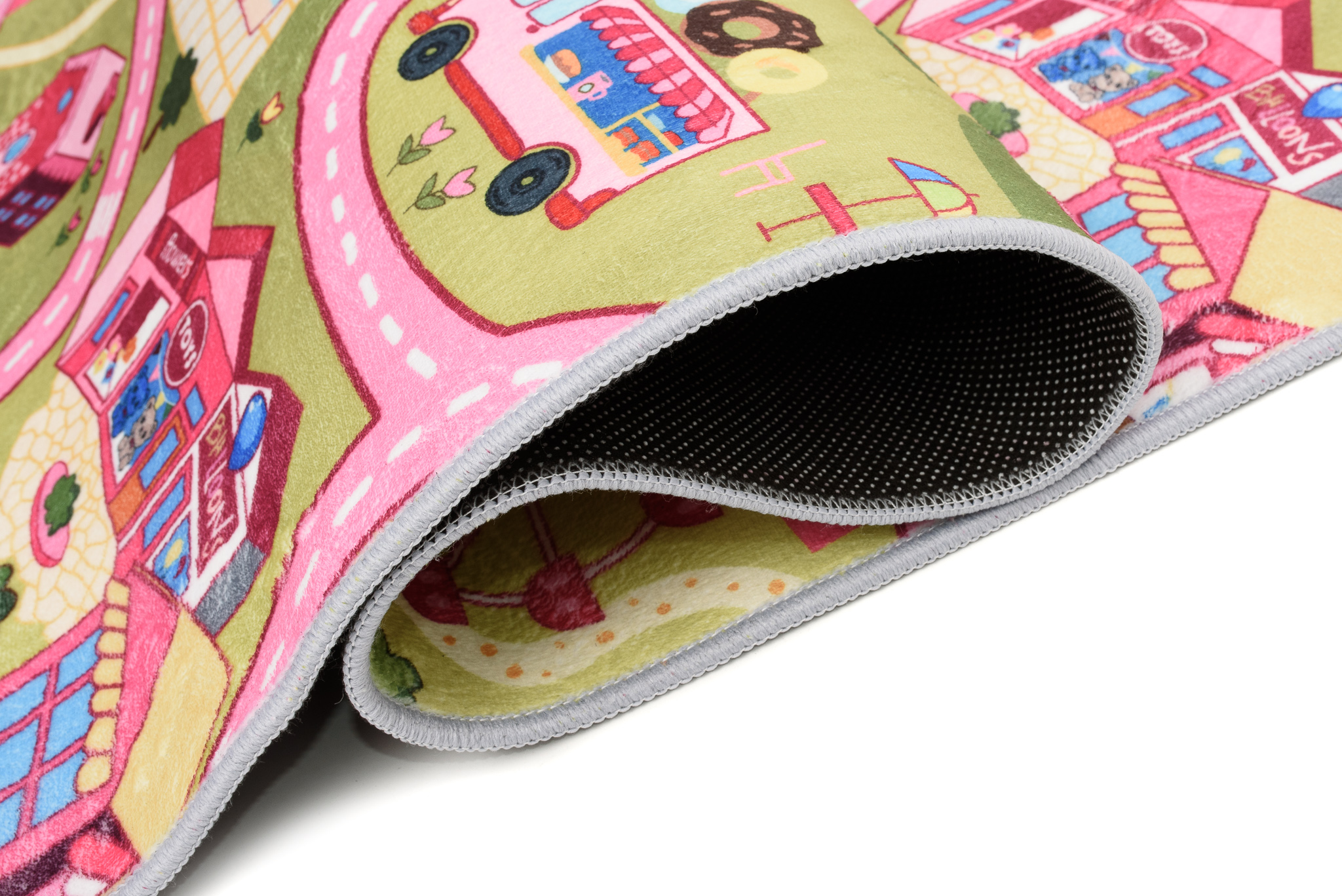 Dywan Dziecięcy Flannel Różowy Miasto Ulice