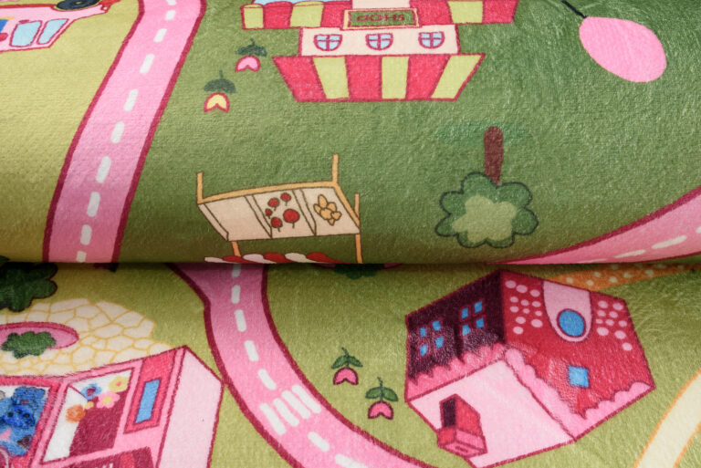 Dywan Dziecięcy Flannel Różowy Miasto Ulice