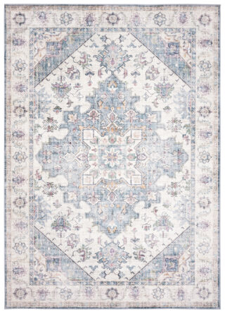 Dywan Flannel Kremowy Niebieski Rozeta Vintage