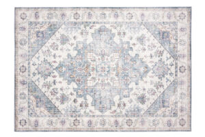 Dywan Flannel Kremowy Niebieski Rozeta Vintage