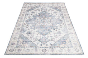 Dywan Flannel Kremowy Niebieski Rozeta Vintage