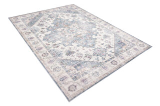Dywan Flannel Kremowy Niebieski Rozeta Vintage