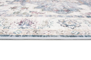 Dywan Flannel Kremowy Niebieski Rozeta Vintage