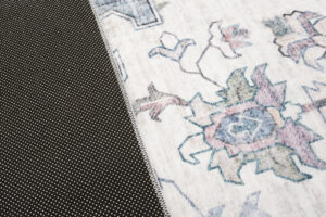 Dywan Flannel Kremowy Niebieski Rozeta Vintage