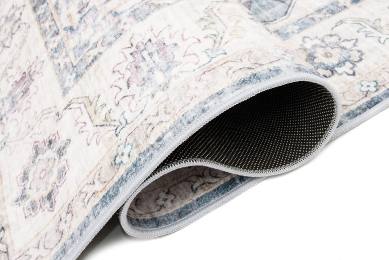 Dywan Flannel Kremowy Niebieski Rozeta Vintage