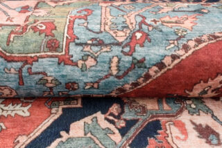 Dywan Flannel Czerwony Granatowy Rozeta Vintage