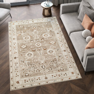Dywan Retro Szary Rudy Ornamenty Vintage