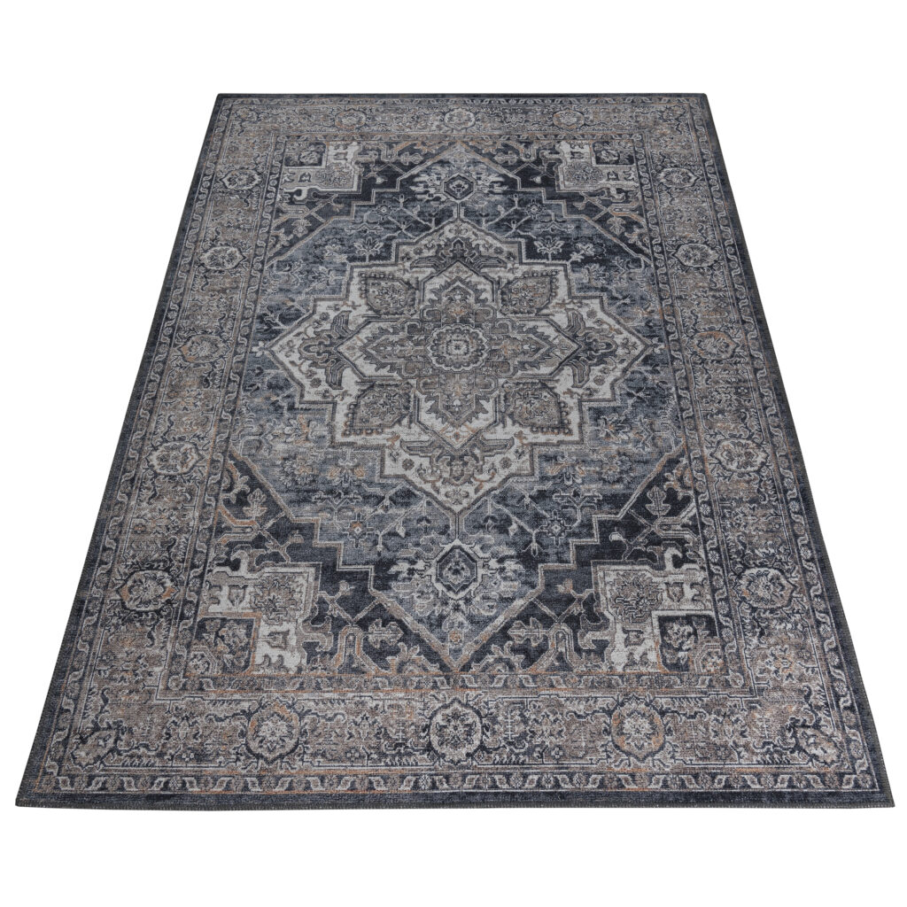Dywan Ritz Granatowy Szary Vintage Rozeta