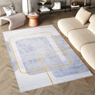 Dywan Flannel Niebieski Żółty Geometryczny