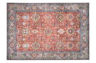 Dywan Flannel Czerwony Niebieski Ornamenty Vintage