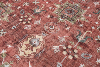 Dywan Flannel Czerwony Niebieski Ornamenty Vintage